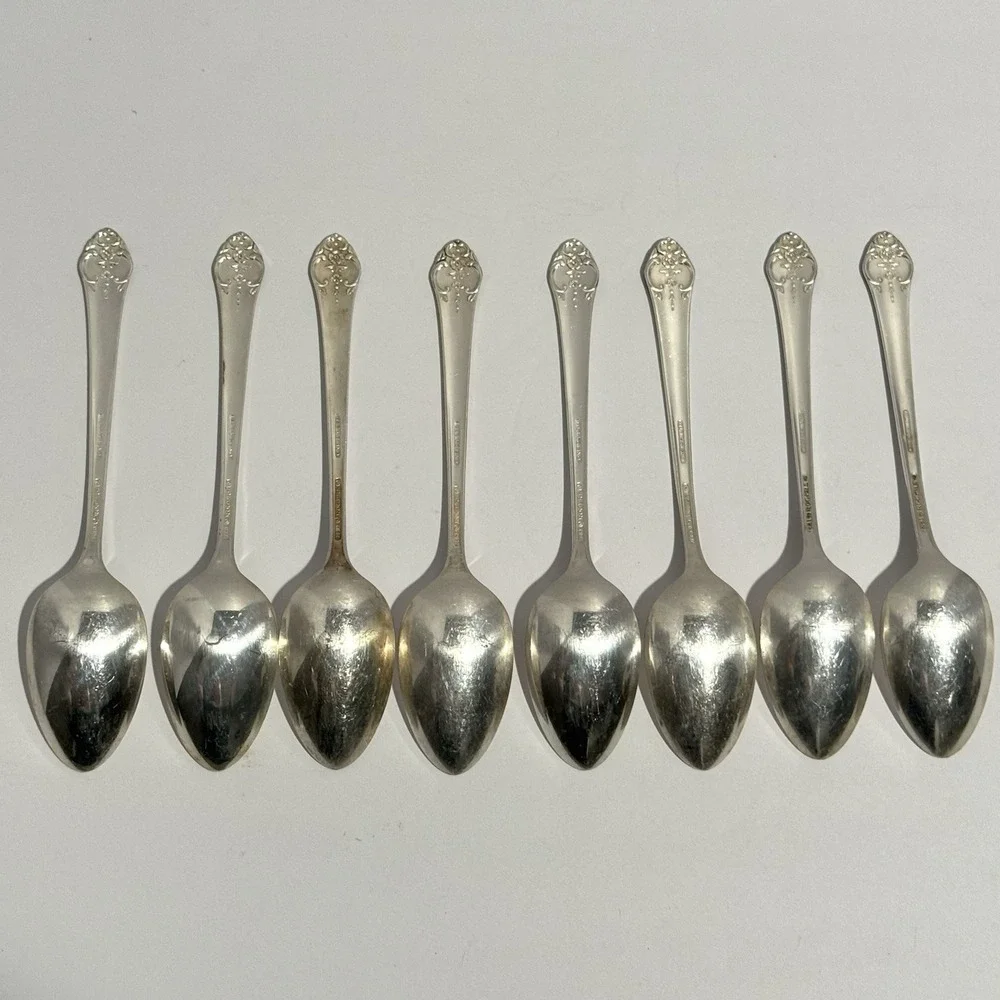 1881 Rogers Oneida Plantation 1948‎ Silverplate Teaspoons Set of 8 Flatware